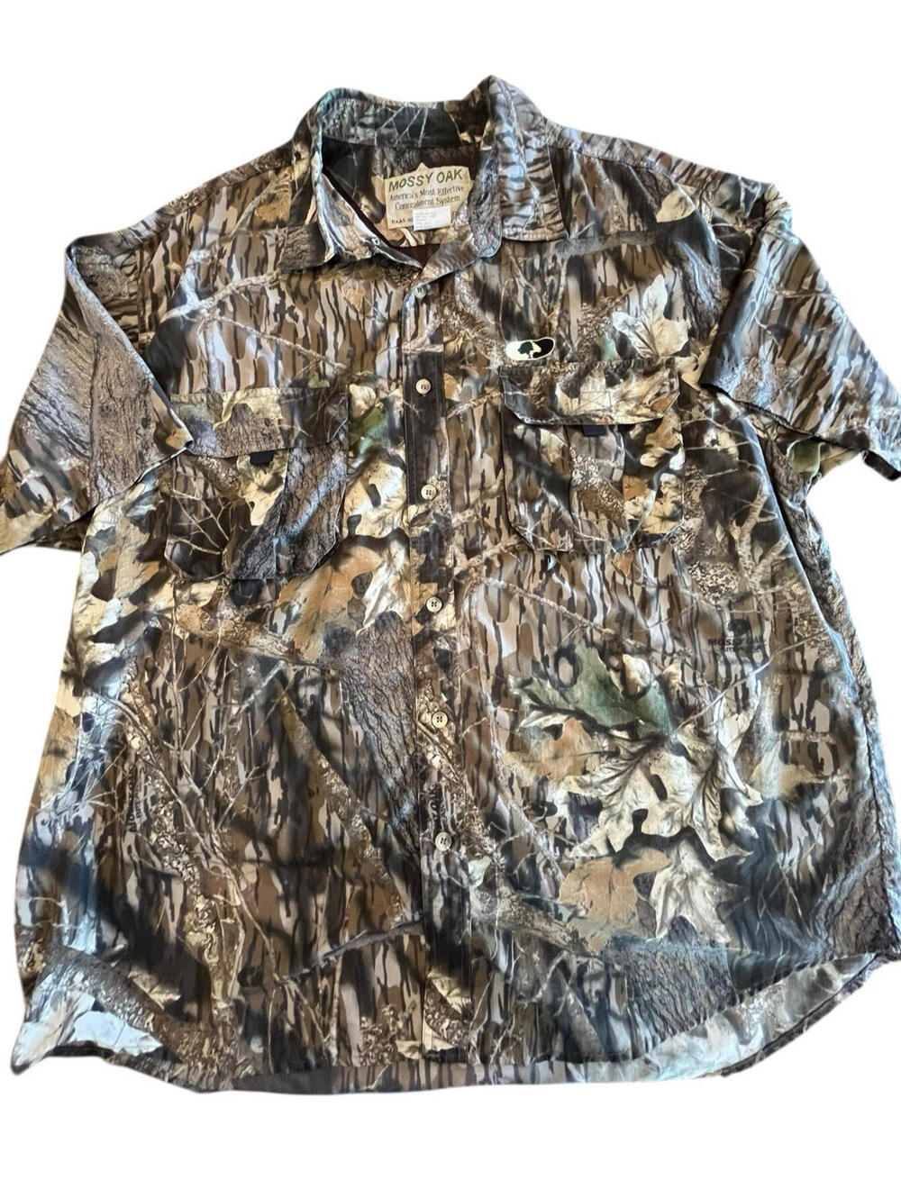 Mossy Oak Shirt Concealment Camo  Men's Sz 2XL Short Sleeves Button Down Collar
